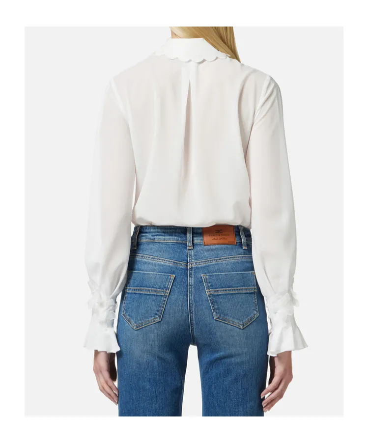 Floral-Embroidered Long-Sleeved Shirt