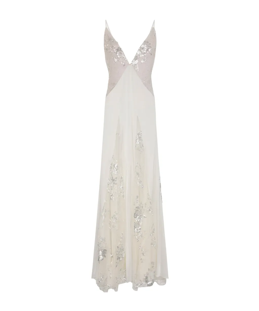Lace Embroidered Red Carpet Dress