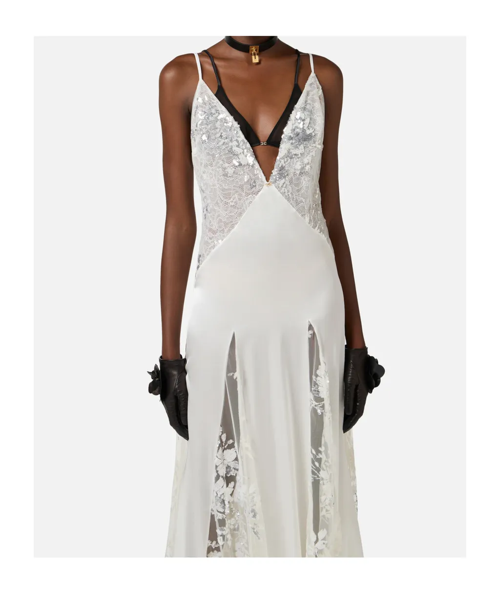 Lace Embroidered Red Carpet Dress