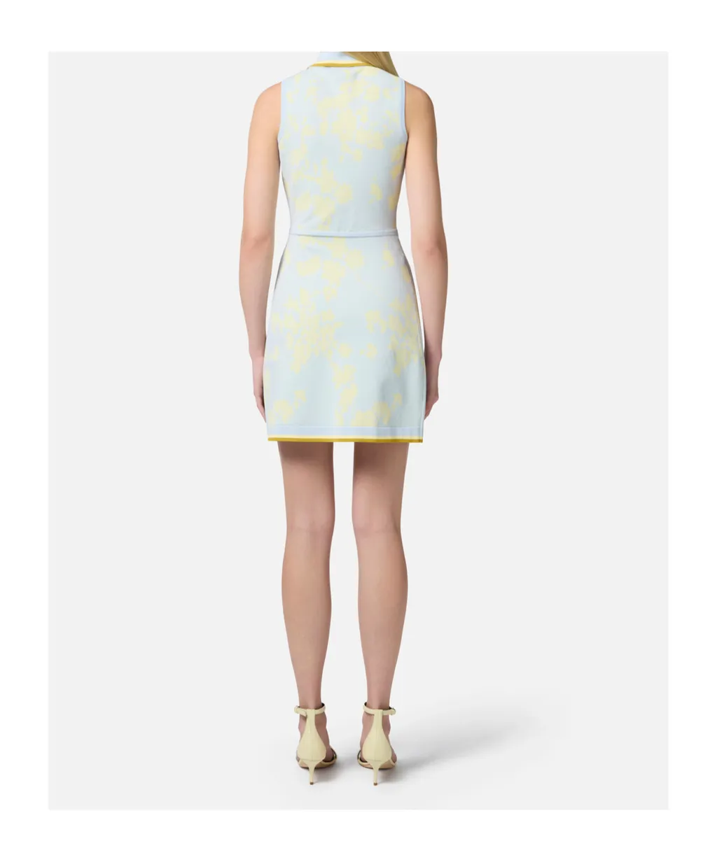 Ruffled Floral Jacquard Dress