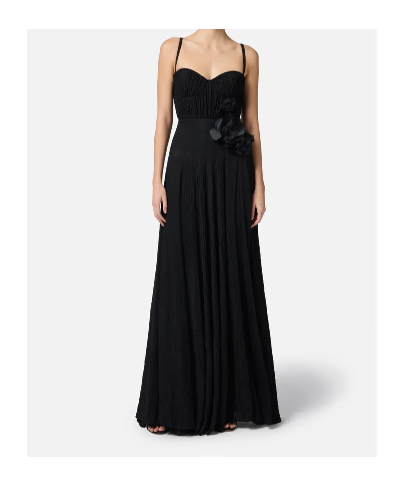 Embroidered Flower Red Carpet Dress
