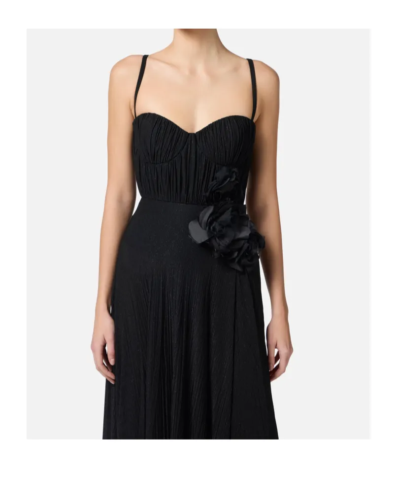 Embroidered Flower Red Carpet Dress