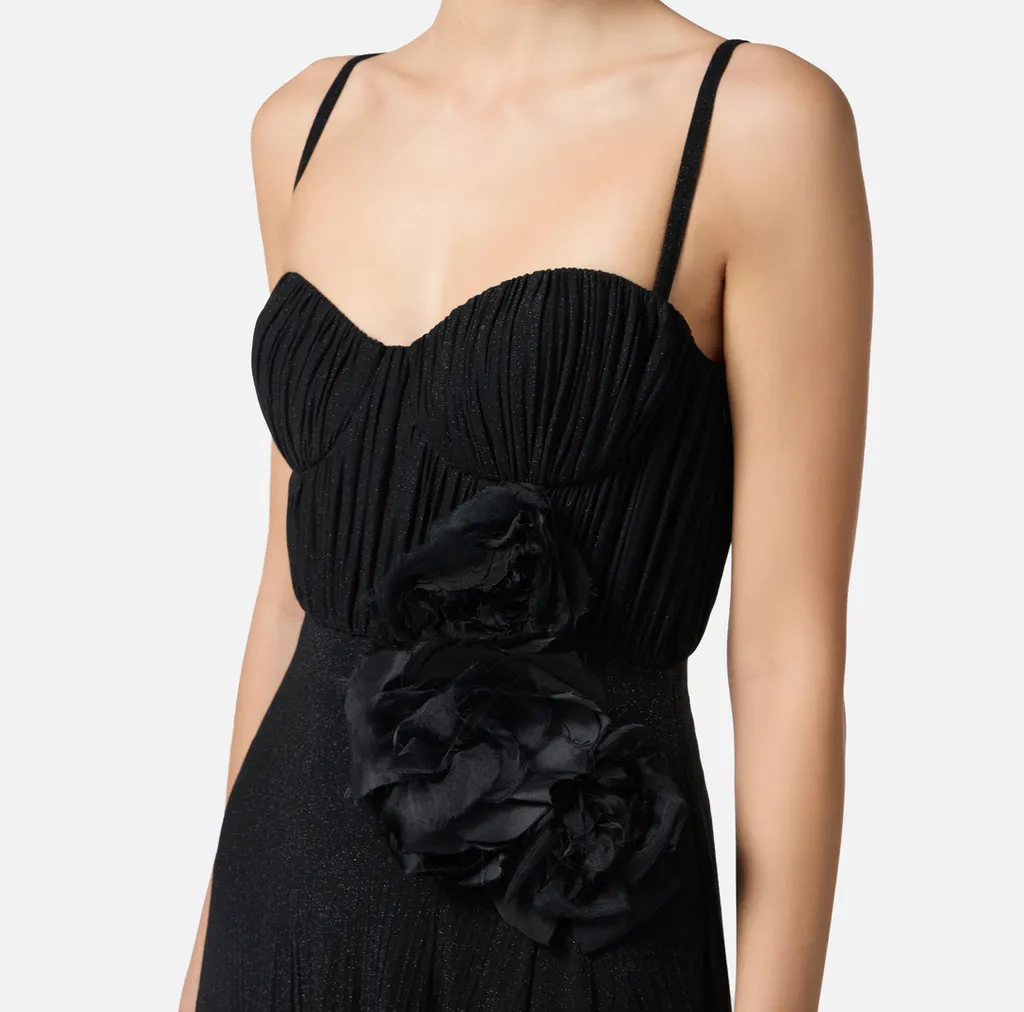 Embroidered Flower Red Carpet Dress