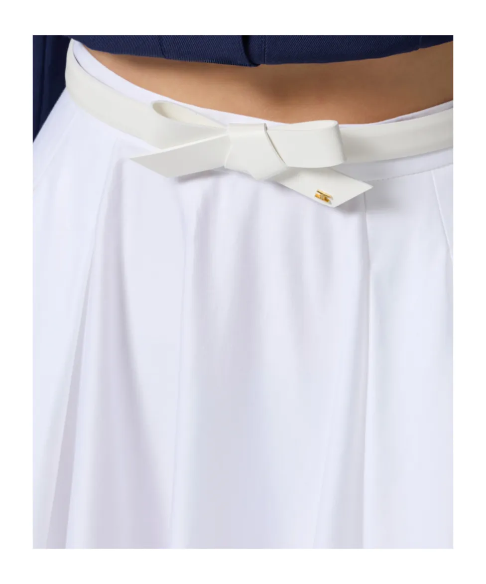 Belted Bow Detailed Satin Skirt
