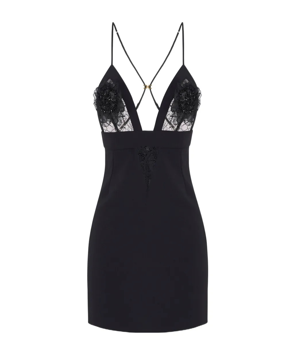 Lace Detailed Double Layer CrÊPe Dress