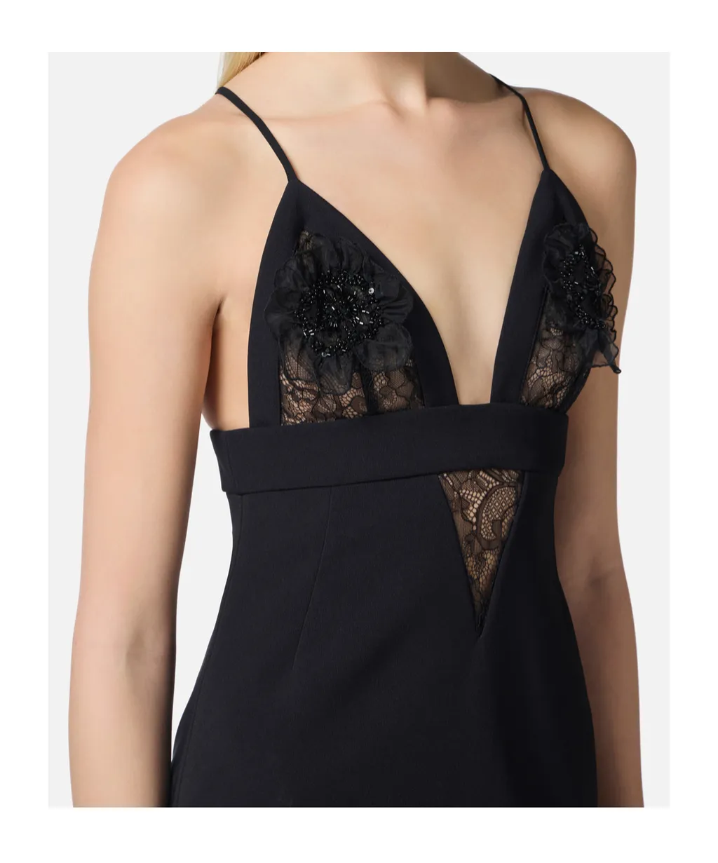 Lace Detailed Double Layer CrÊPe Dress