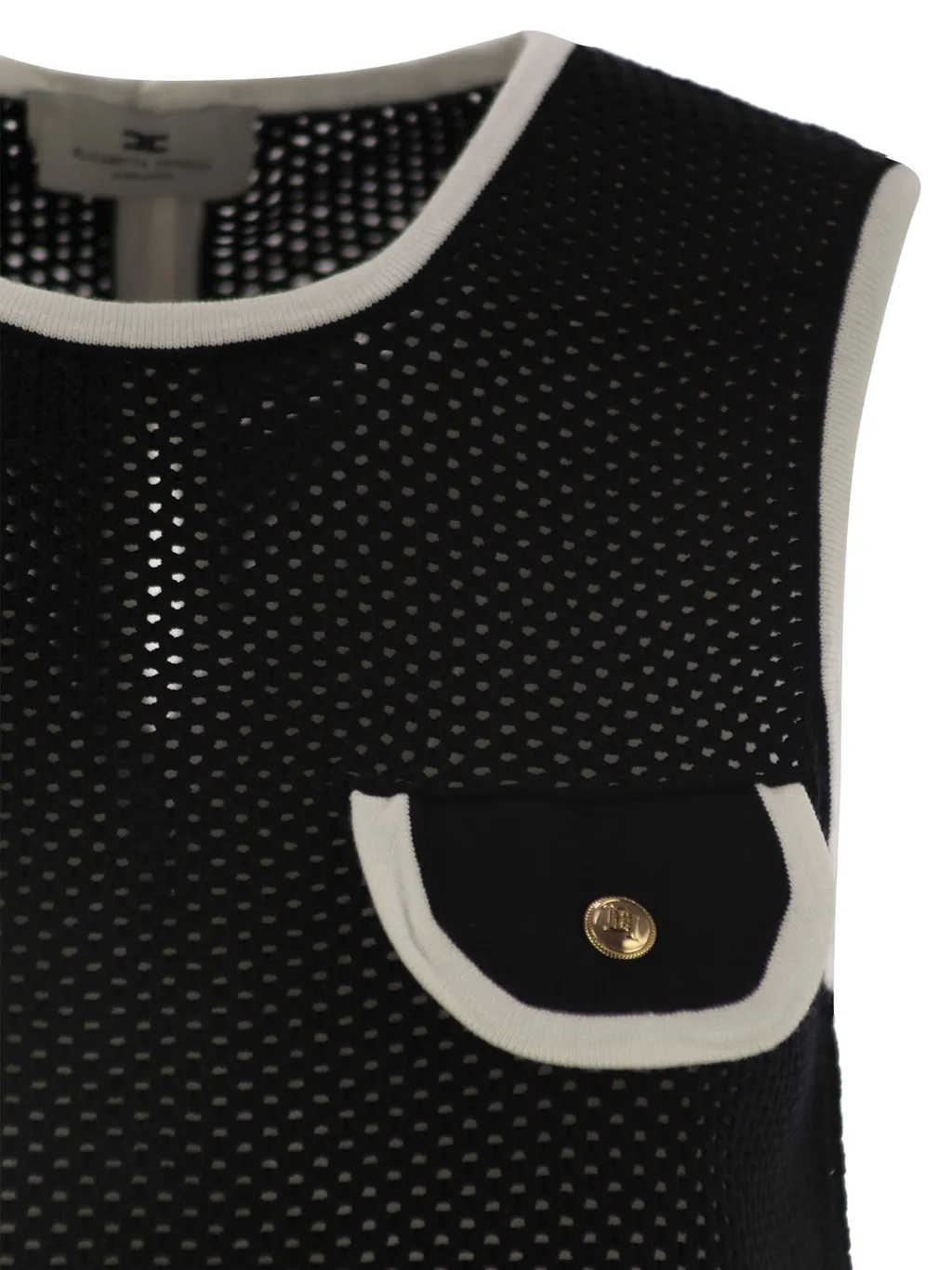 Open-Knitted Crewneck Tank Top