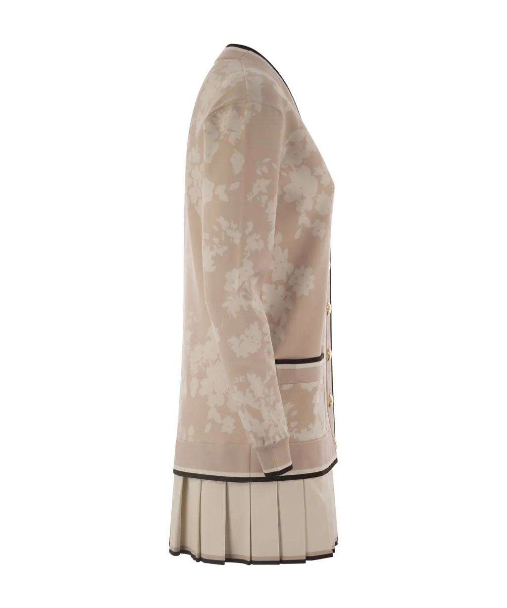 Floral Jacquard Cardigan Dress
