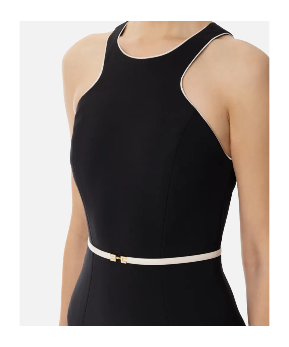 Sleeveless Belted CrÊPe Dress
