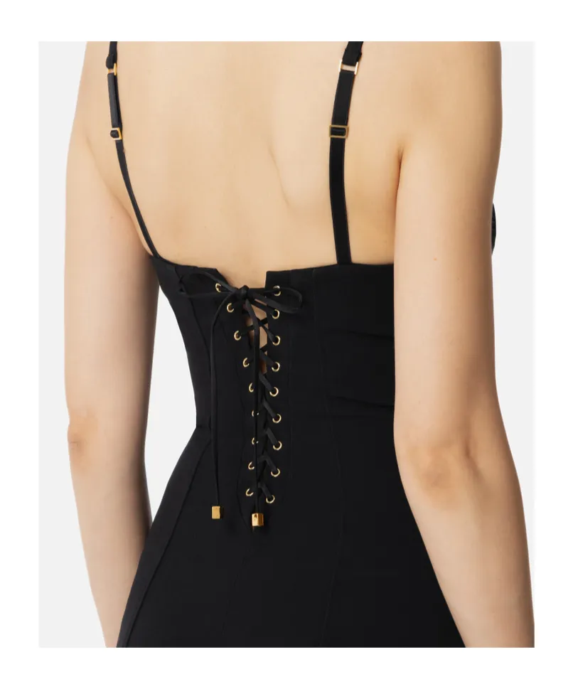 Lace-Up Midi Dress
