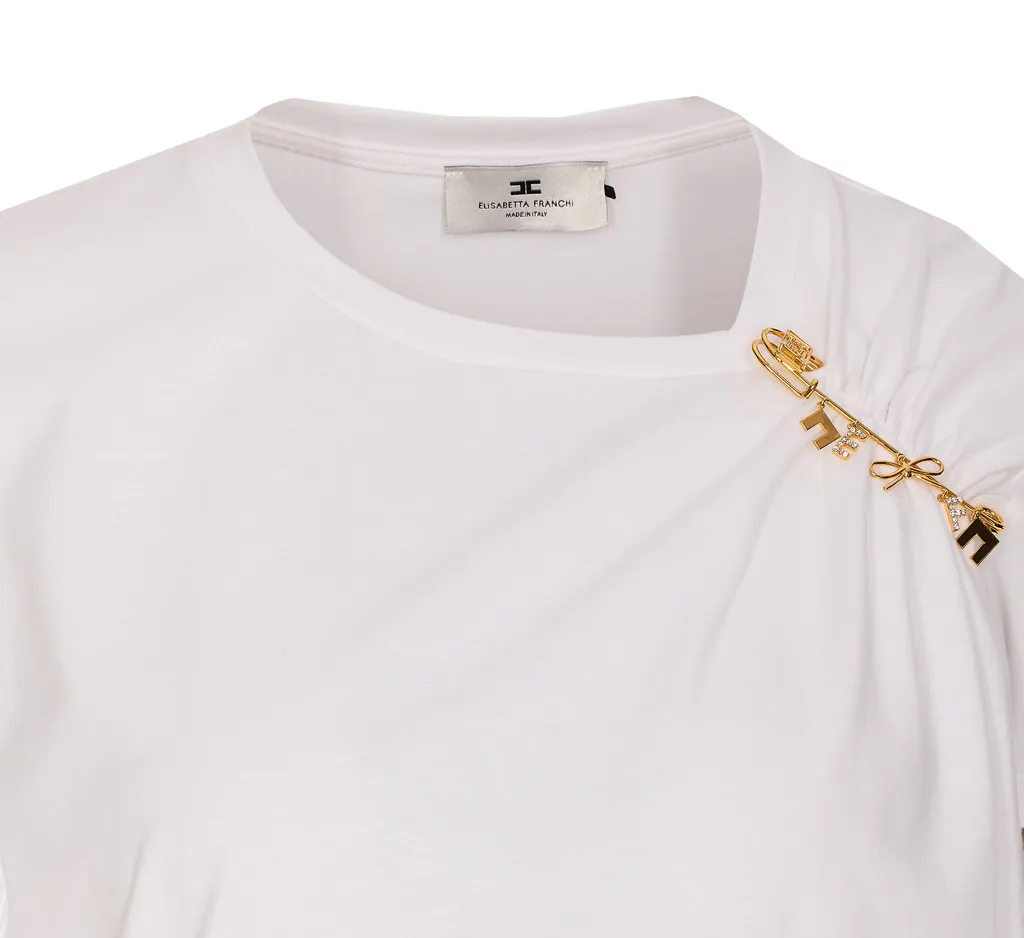Jewelled Brooch Jersey T-Shirt