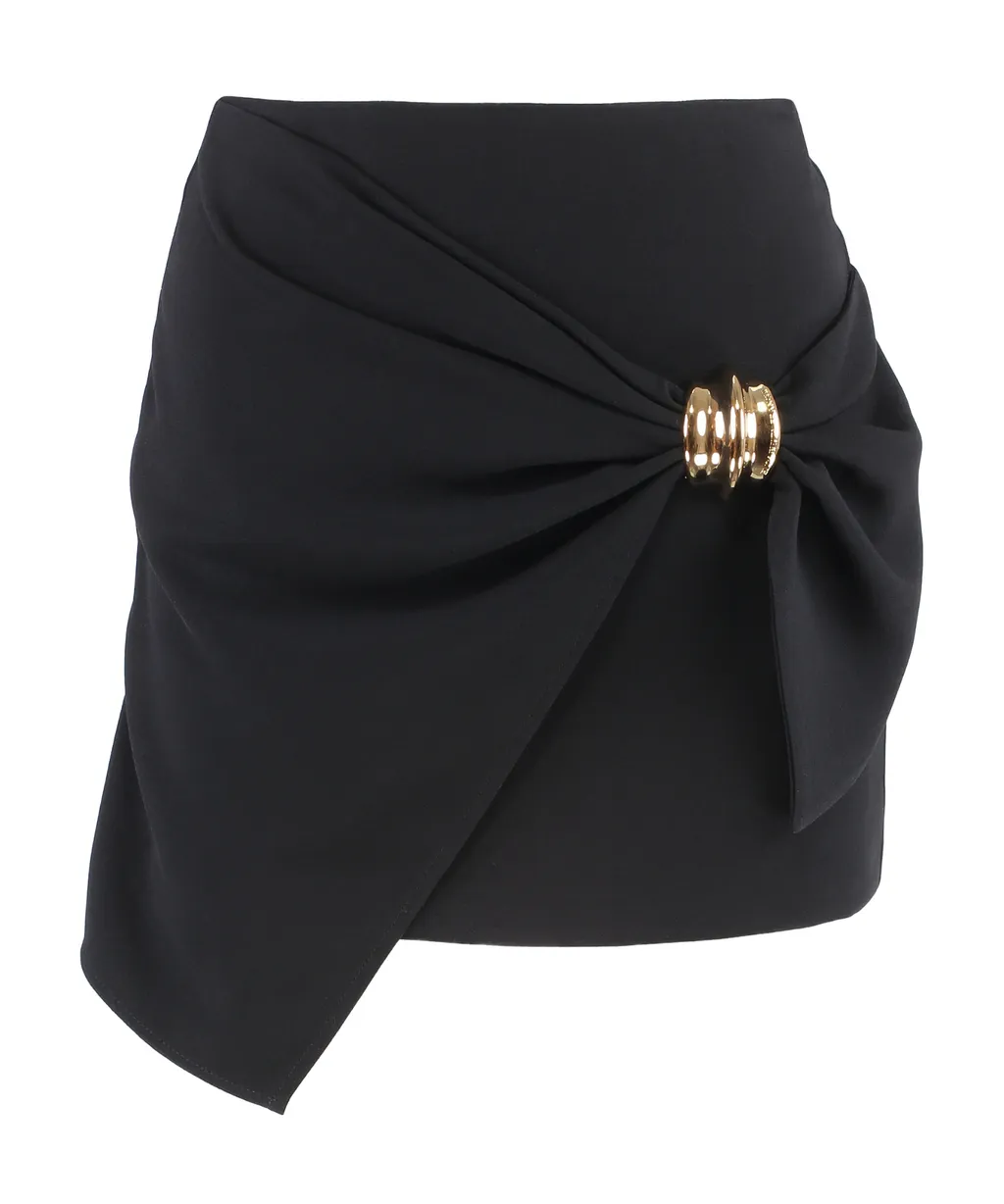 Macro Bow Flowing CrÊPe Miniskirt