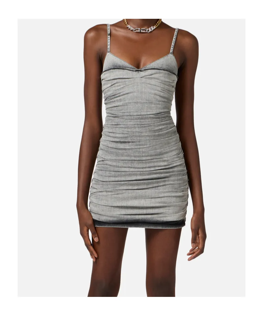 Shoulder Straps Denim Mini Dress