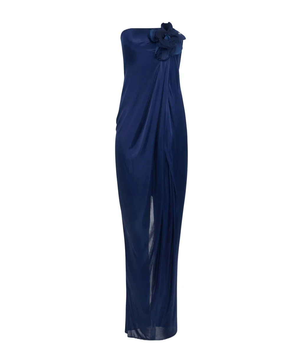 Flower Embroidered Red Carpet Dress
