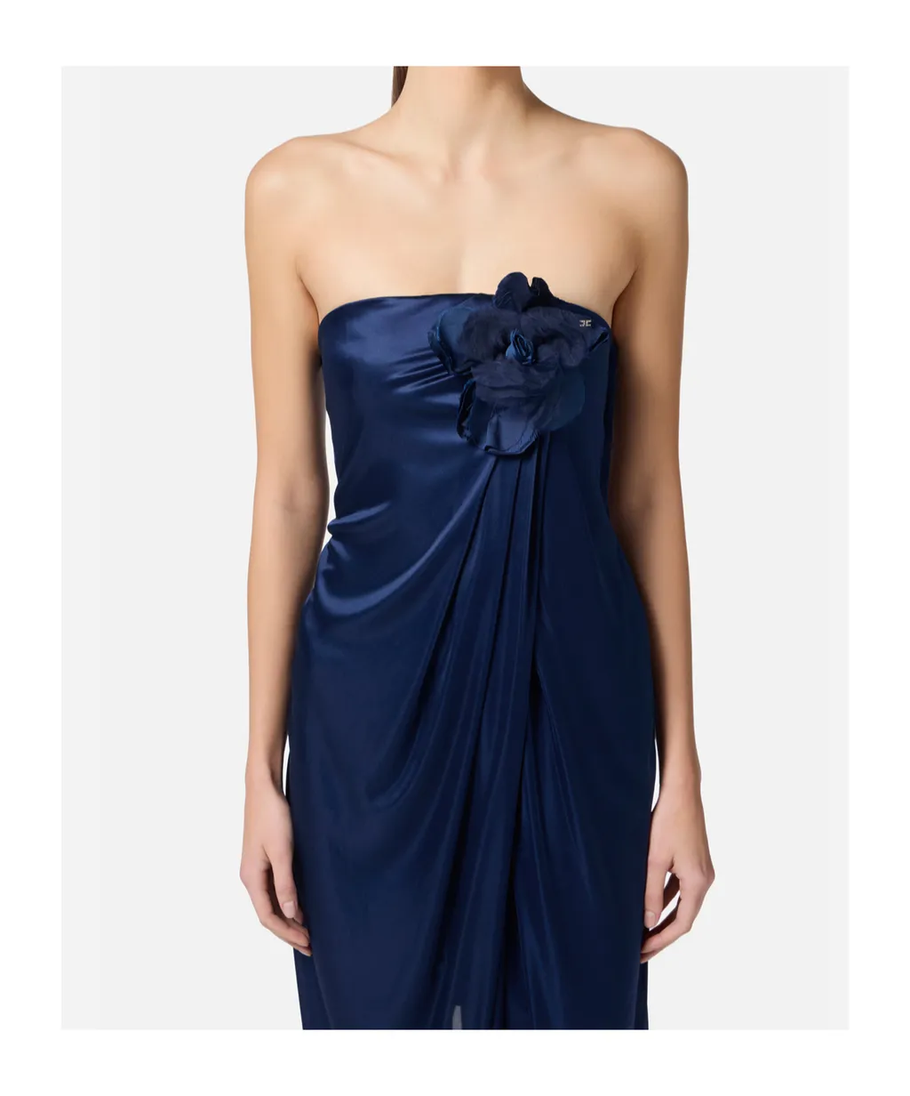 Flower Embroidered Red Carpet Dress