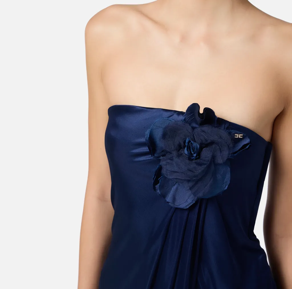Flower Embroidered Red Carpet Dress