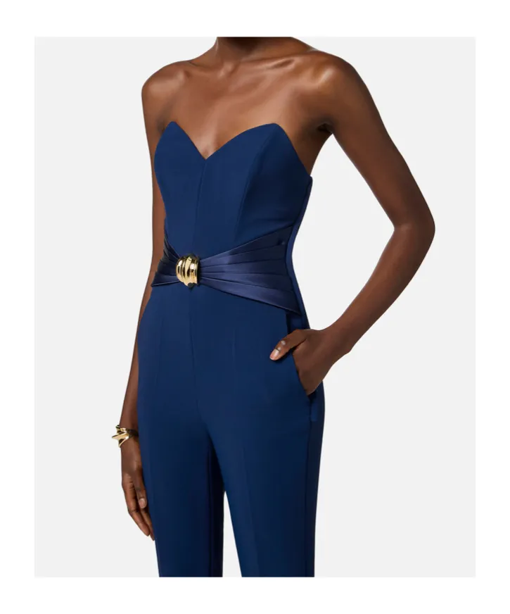 Flowing Macro Bow CrÊPe Jumpsuit