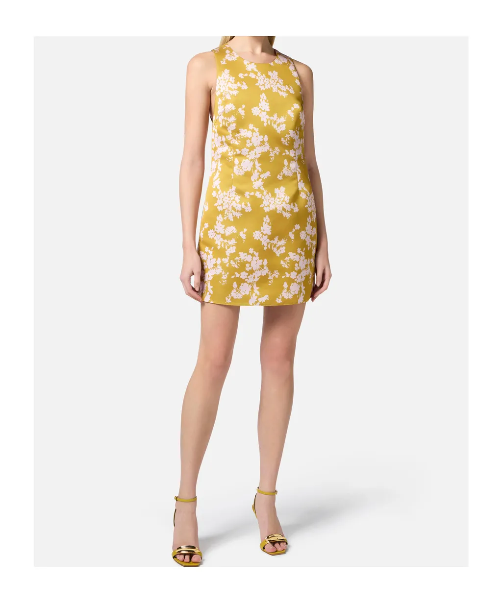 Printed Duchess Satin Dress