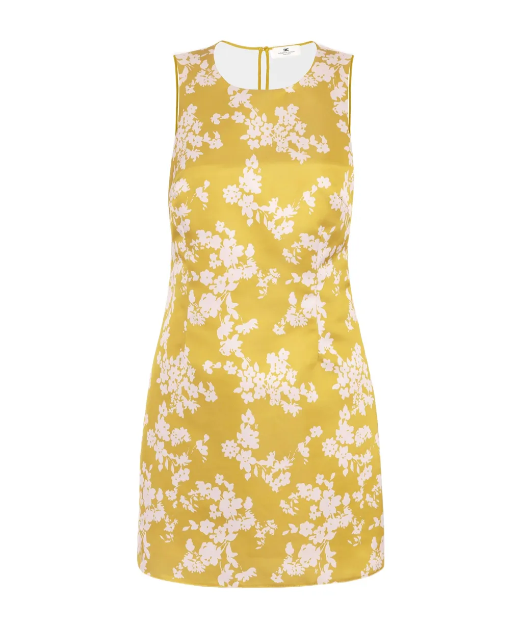 Printed Duchess Satin Dress