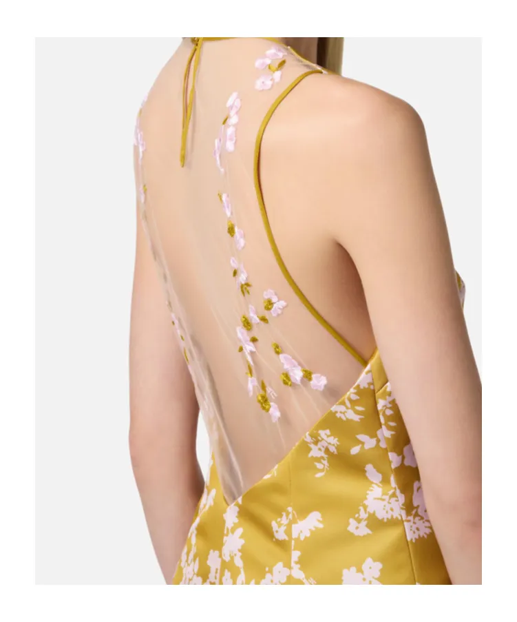 Printed Duchess Satin Dress