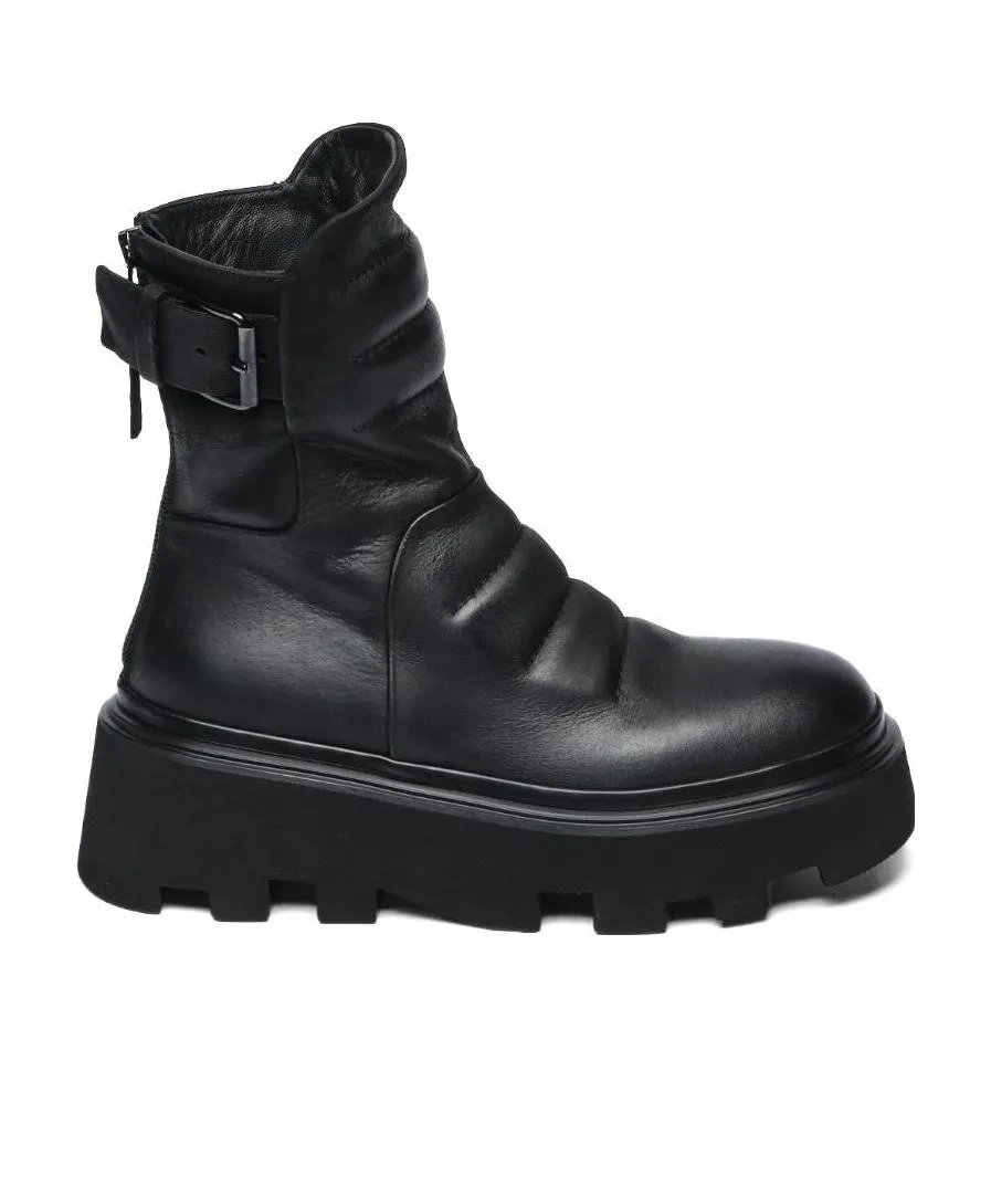Leather Buckles Ankle Boots