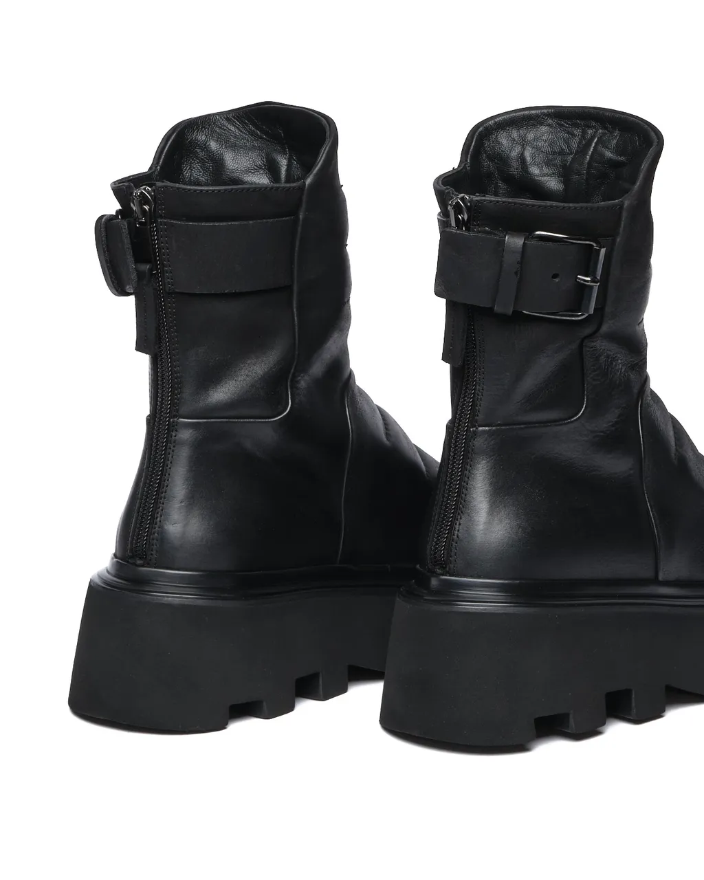 Leather Buckles Ankle Boots