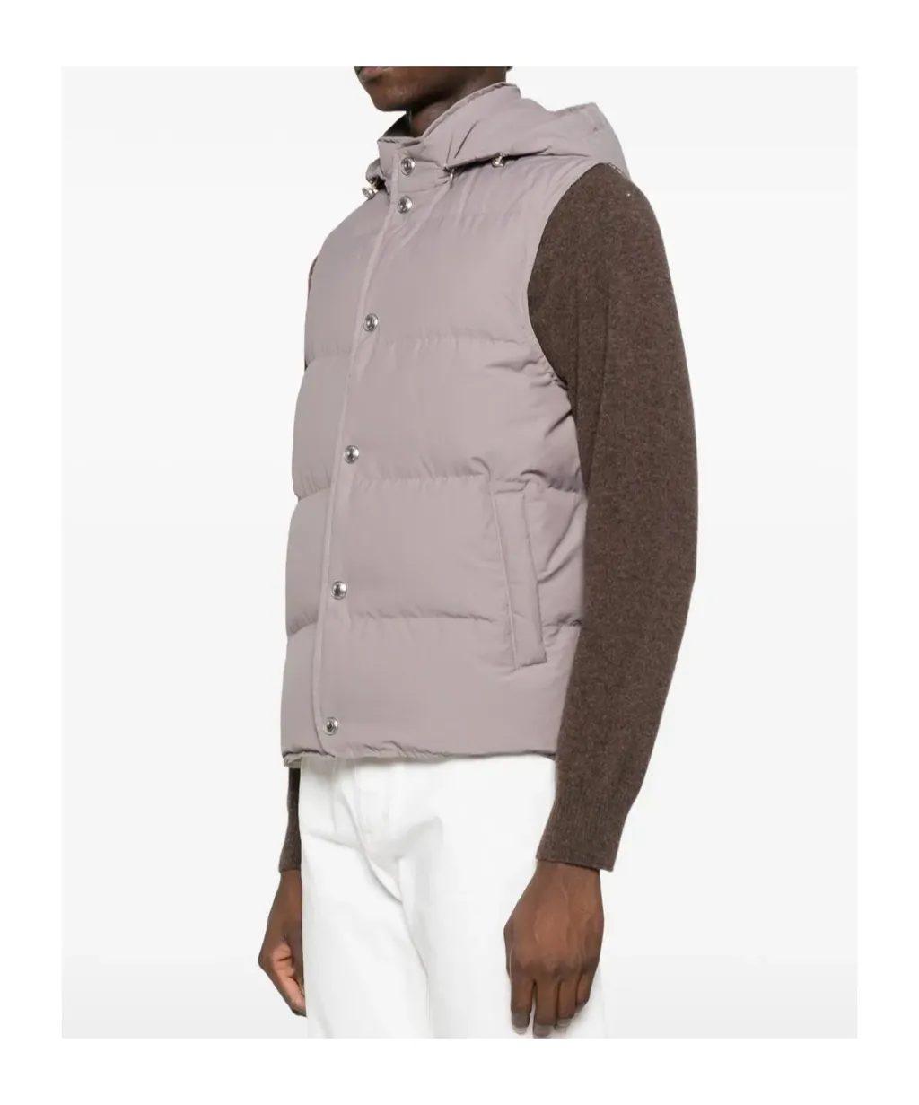 Hooded Press-Stud Fastening Gilet