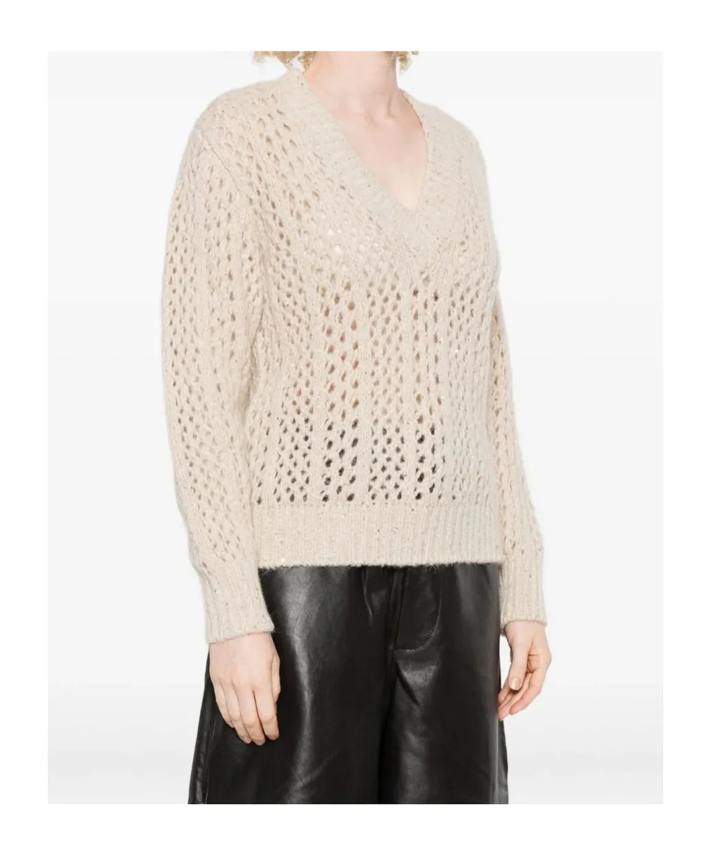 Sequin-Embellished Open-Knit Sweater