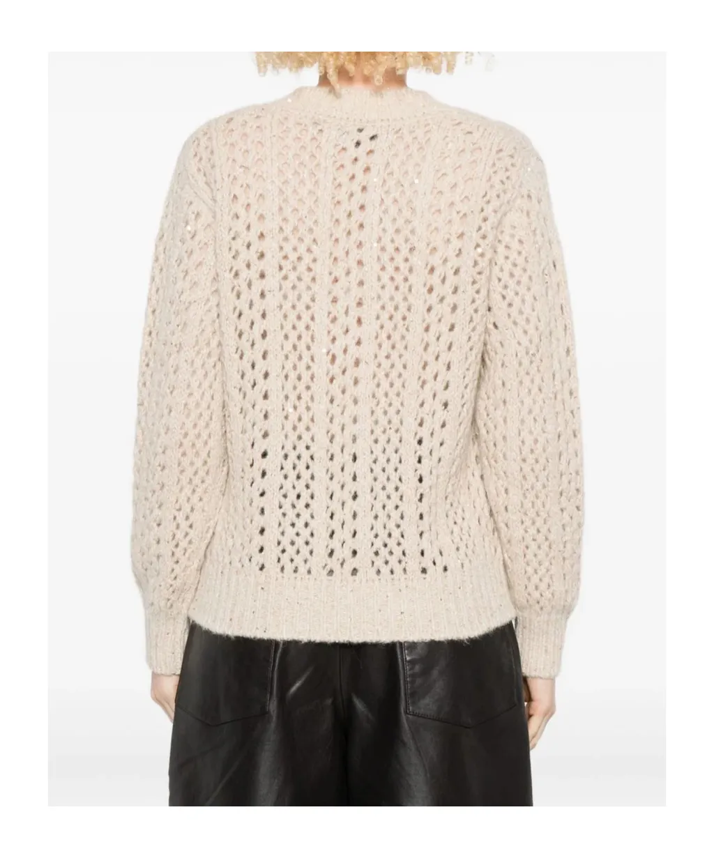 Sequin-Embellished Open-Knit Sweater