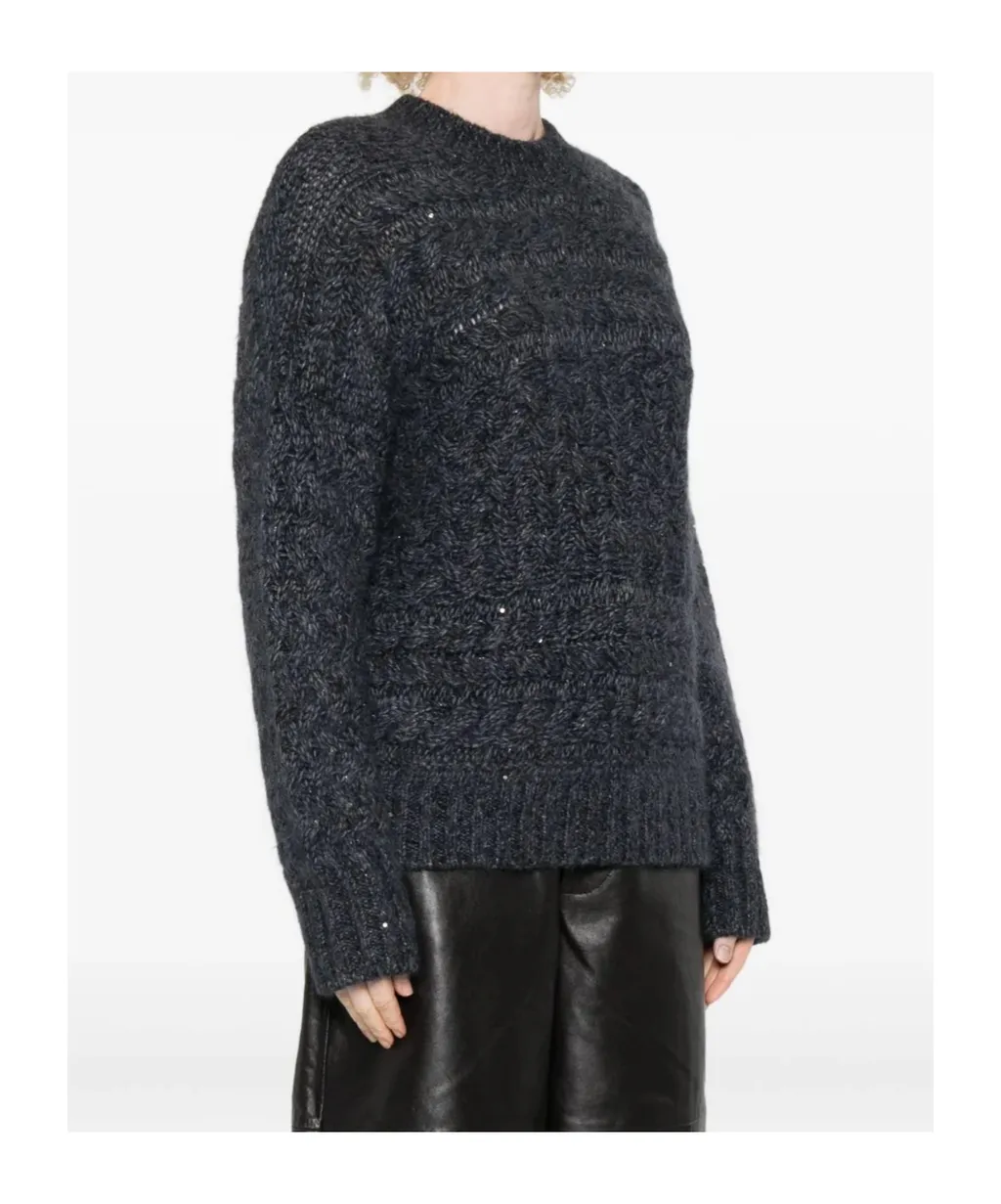 Cable-Knit Sequin-Embellished Sweater