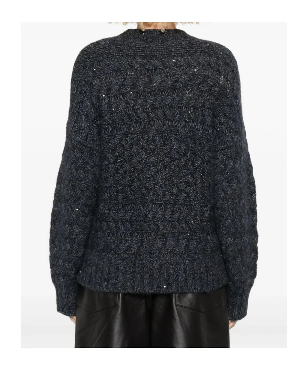 Cable-Knit Sequin-Embellished Sweater