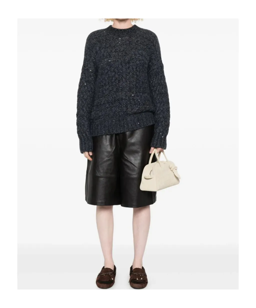 Cable-Knit Sequin-Embellished Sweater