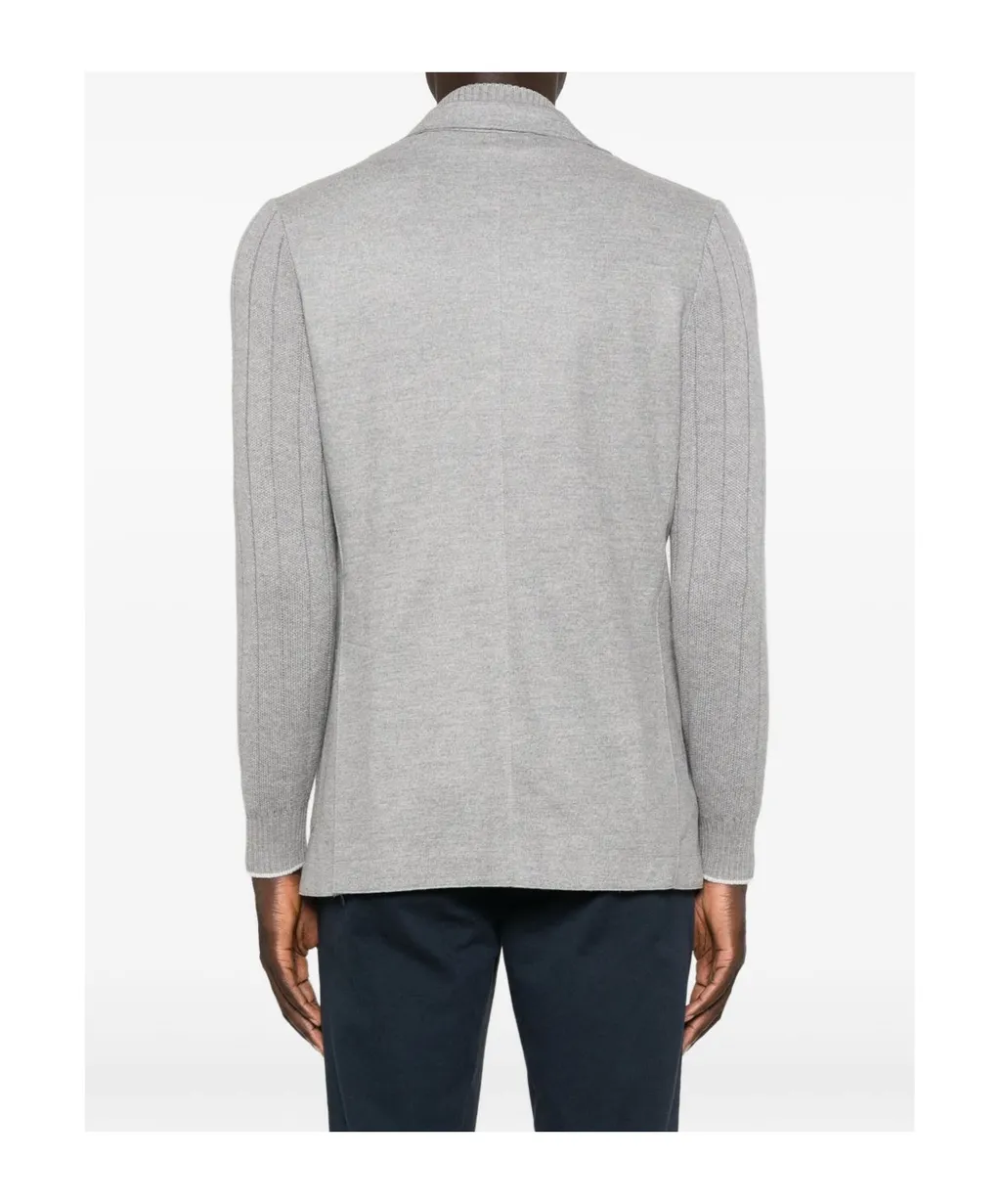 Ribbed-Sleeves Buttoned Jacket