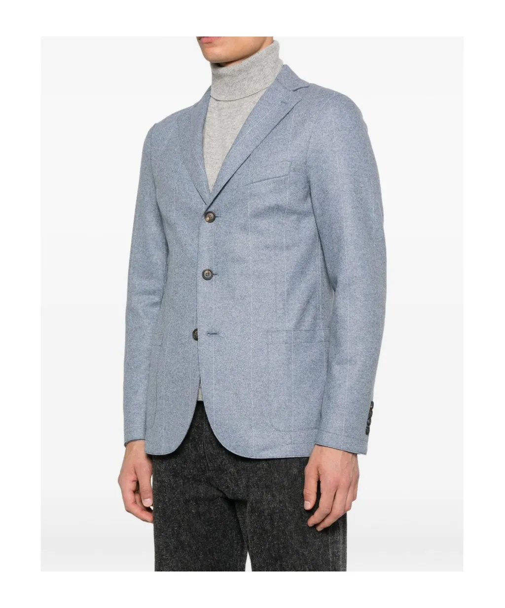 Pinstripe Two-Button Blazer