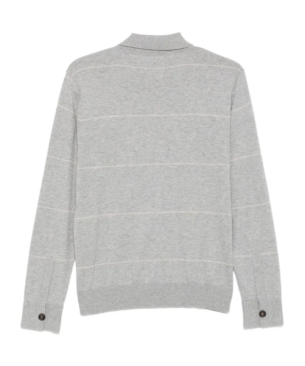 Striped Long-Sleeve Polo Shirt