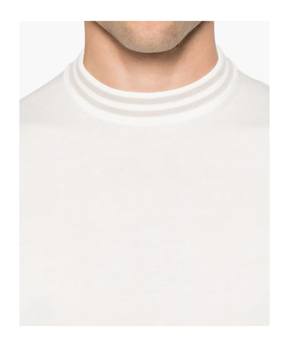 Striped-Trim Cotton Jumper