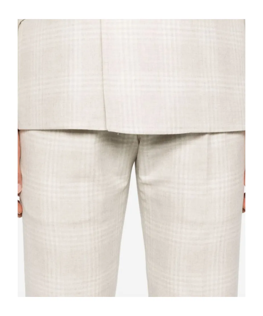 Checked Double-Breasted Suit Jacket
