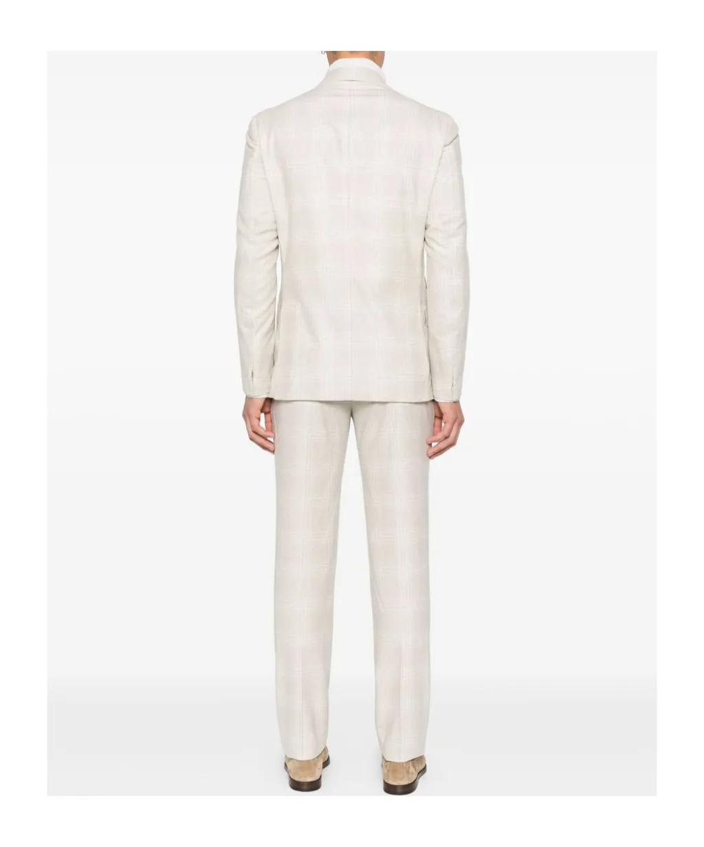 Checked Double-Breasted Suit Jacket