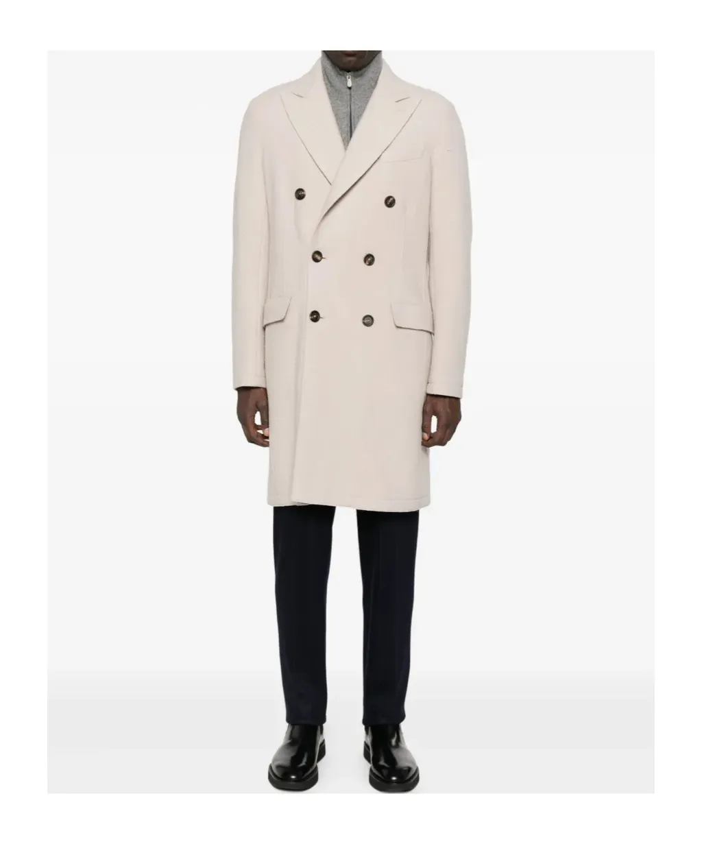 Double-Breasted Long-Sleeve Coat