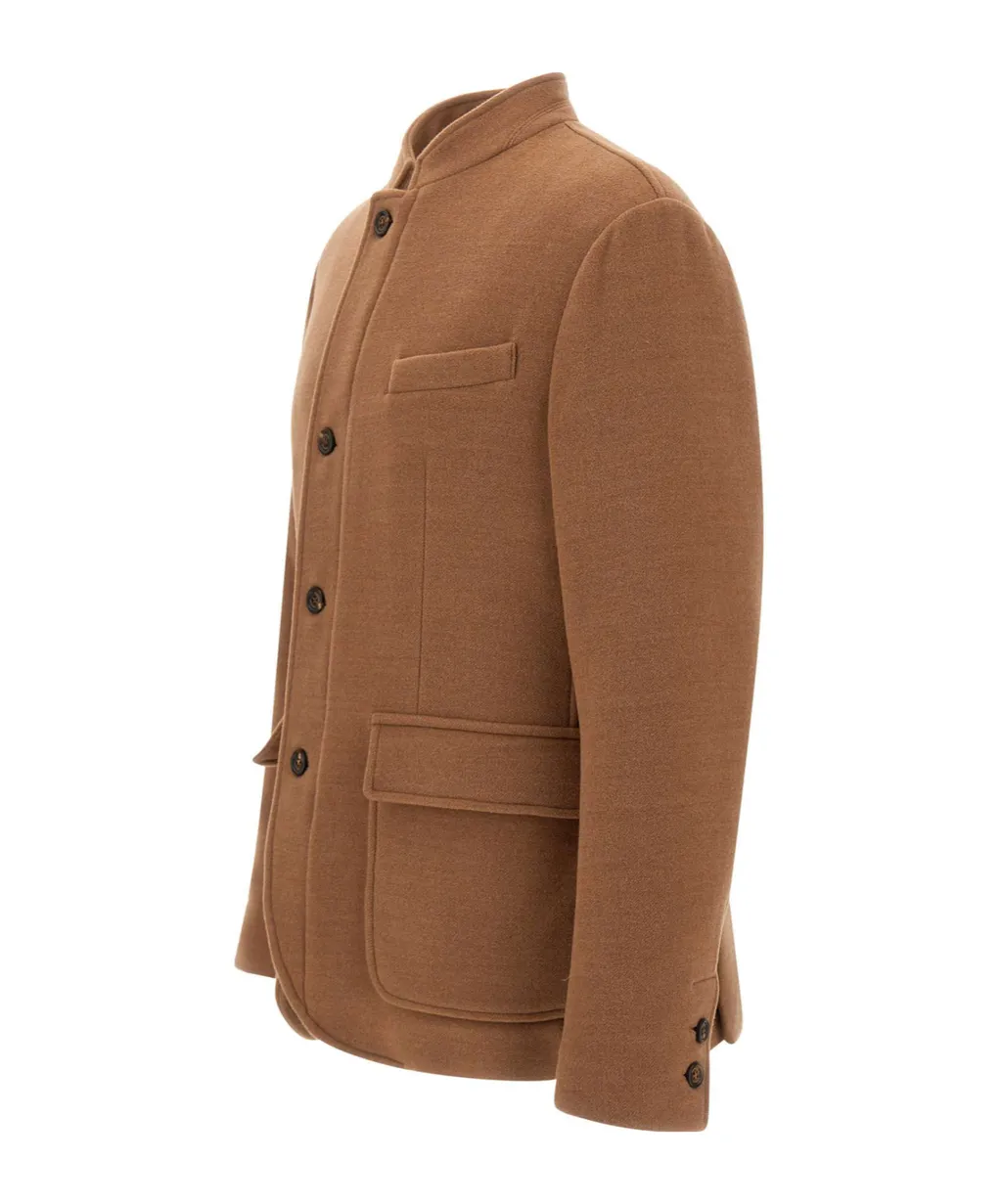 Mandarin Collar Wool Jacket