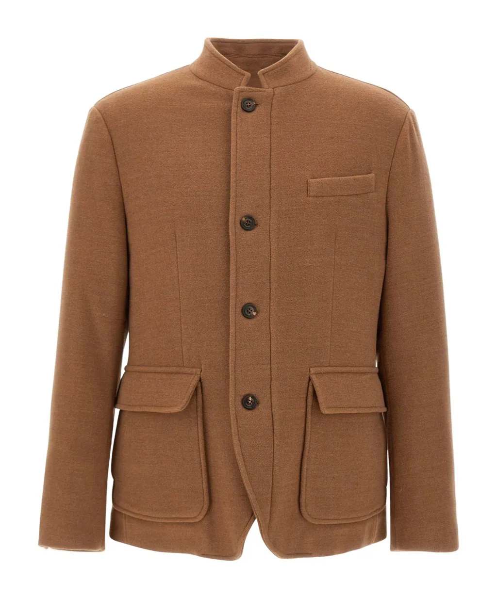 Mandarin Collar Wool Jacket