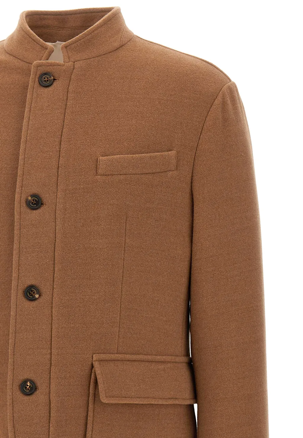 Mandarin Collar Wool Jacket