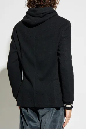 Hooded Ribbed-Cuff Blazer