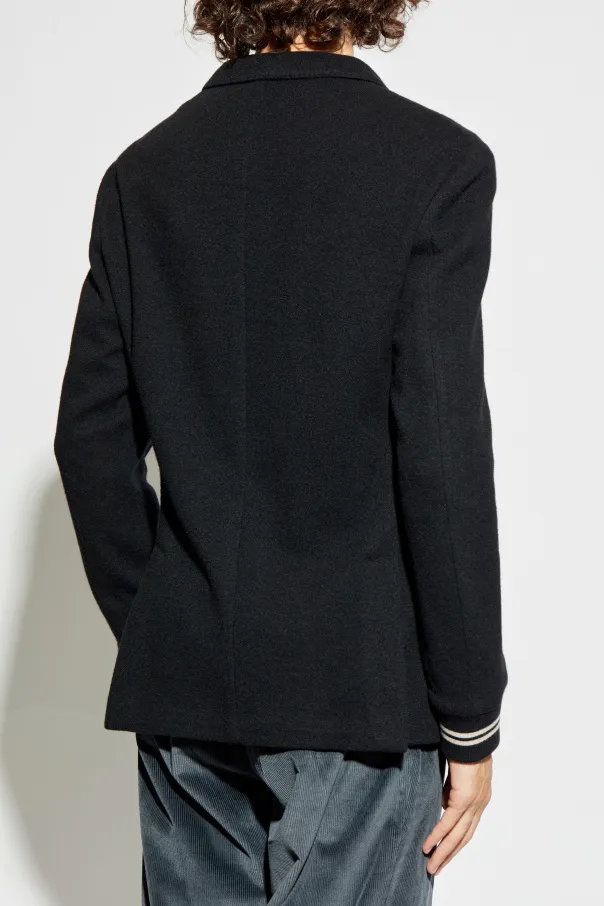 Hooded Ribbed-Cuff Blazer