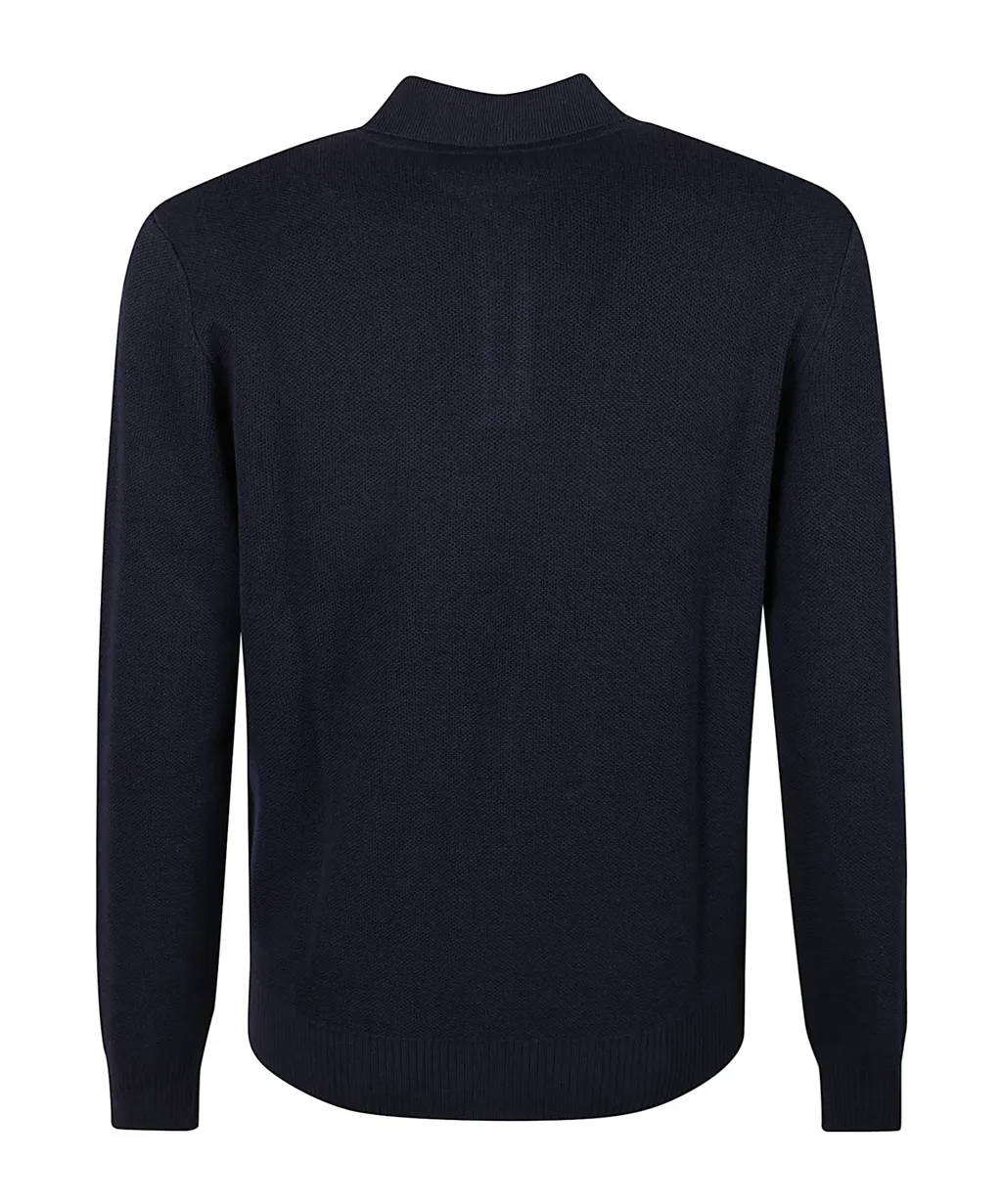 Zip-Up Wool Polo Sweater