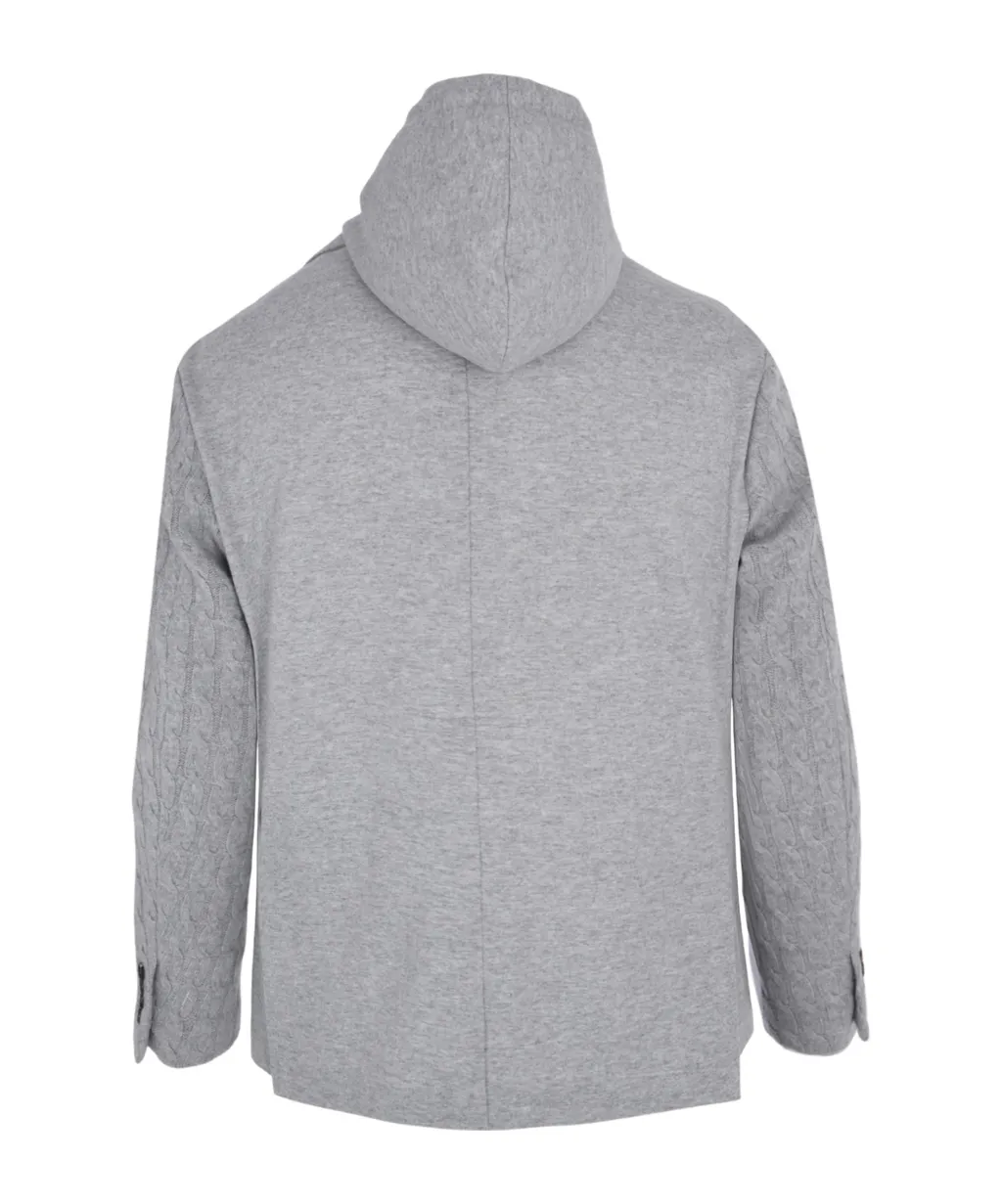 Layered Single-Breasted Hooded Blazer