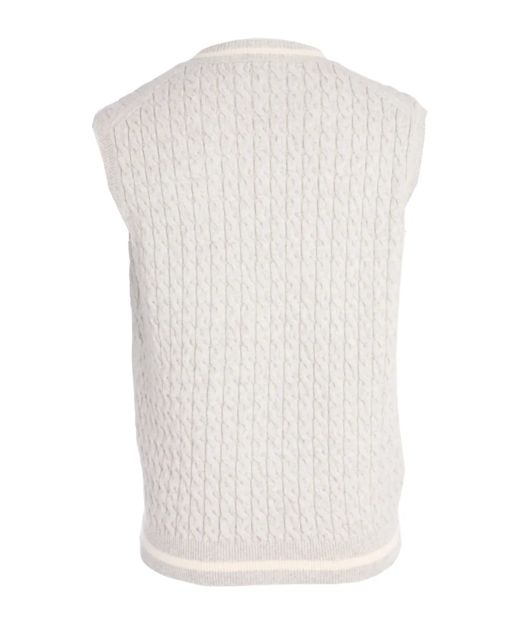 Cable-Knit V-Neck Sweater Vest