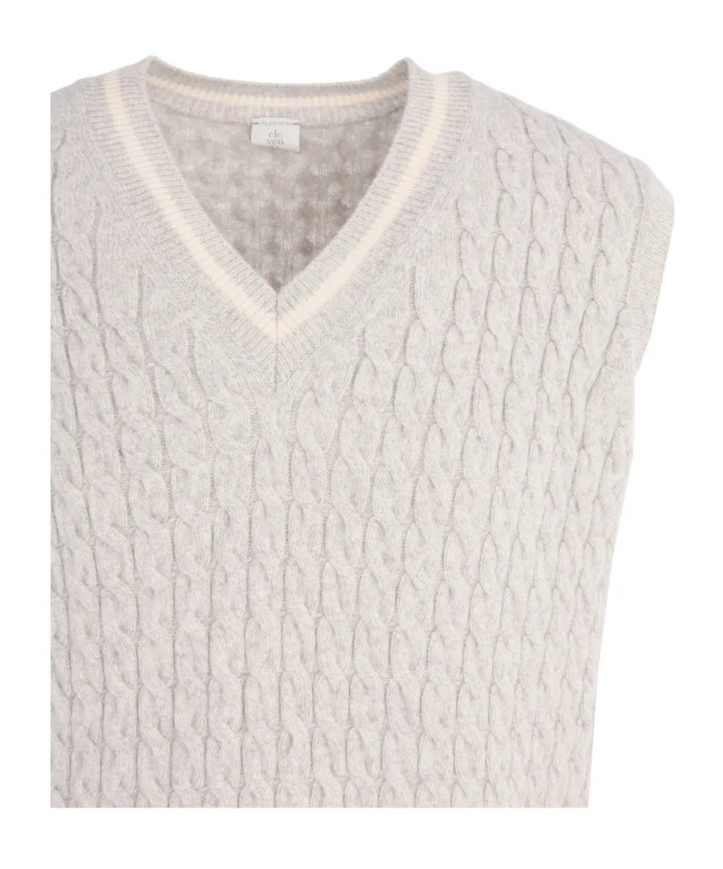 Cable-Knit V-Neck Sweater Vest