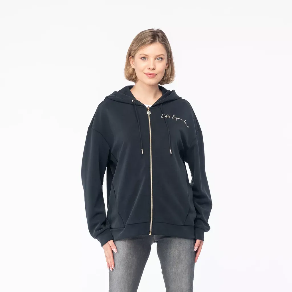 Logo Hooded Zipper Sweatshirt