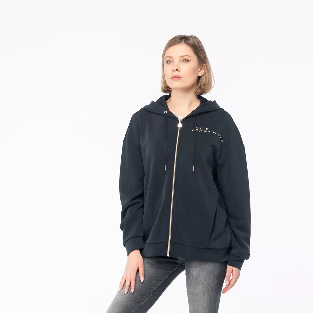 Logo Hooded Zipper Sweatshirt